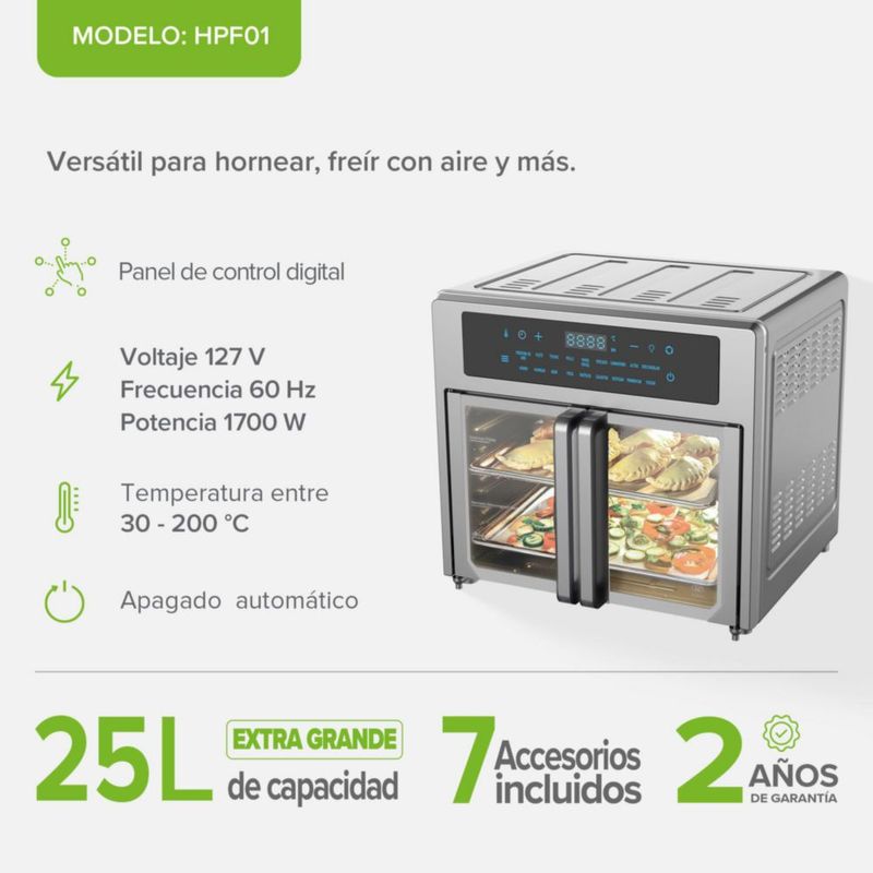 Horno Freidora de Aire Avera HPF01 Puertas Francesas Multifunción