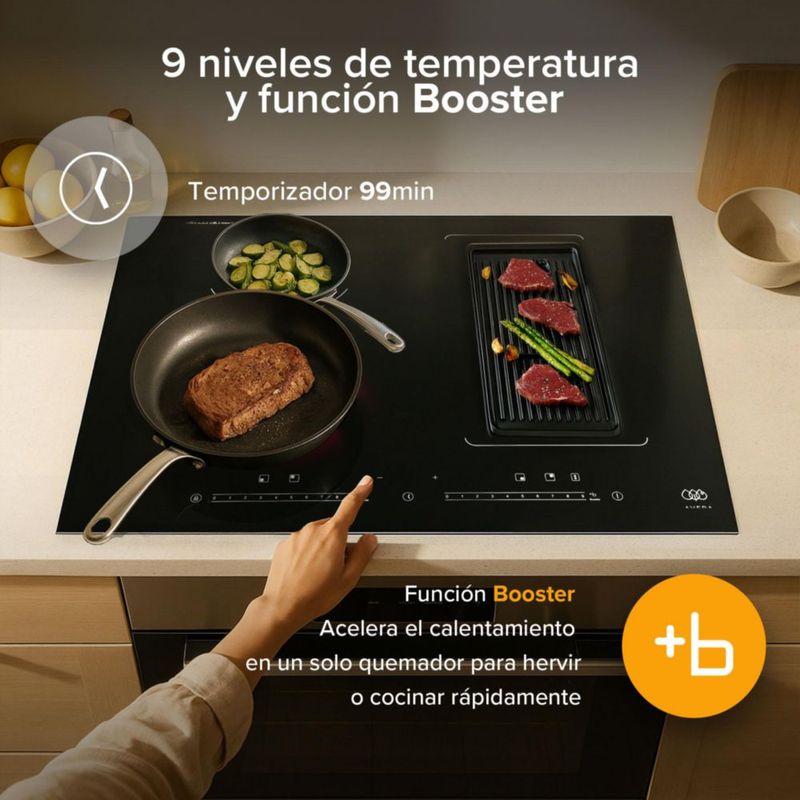 Parrilla Inducción 4 Quemadores 1 Zona Flex Táctil 220v Avera PIVF1