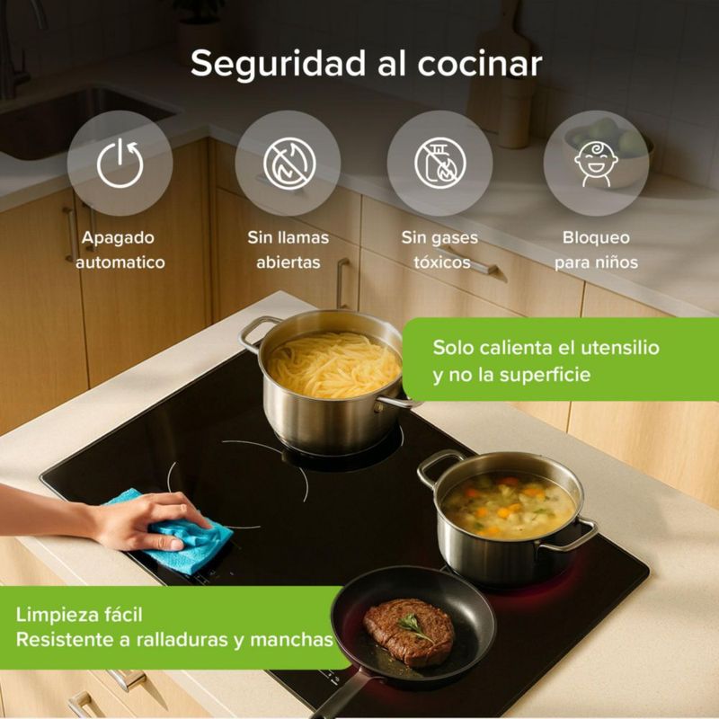 Parrilla Inducción 4 Quemadores 1 Zona Flex Táctil 220v Avera PIVF1