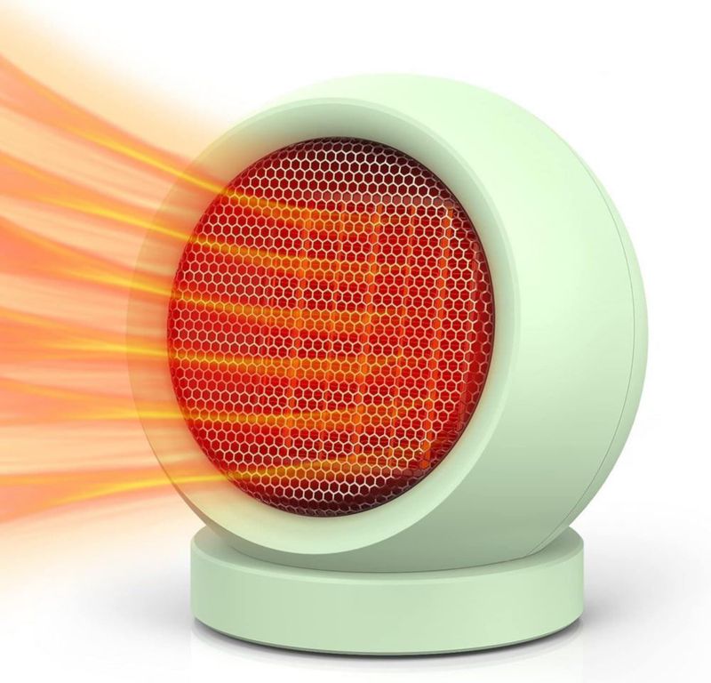 Mini Calentador Eléctrico Portátil Coolfor 500 W COLOR VERDE Para Interiores Escritorio Oficina Compacto Y Silencioso