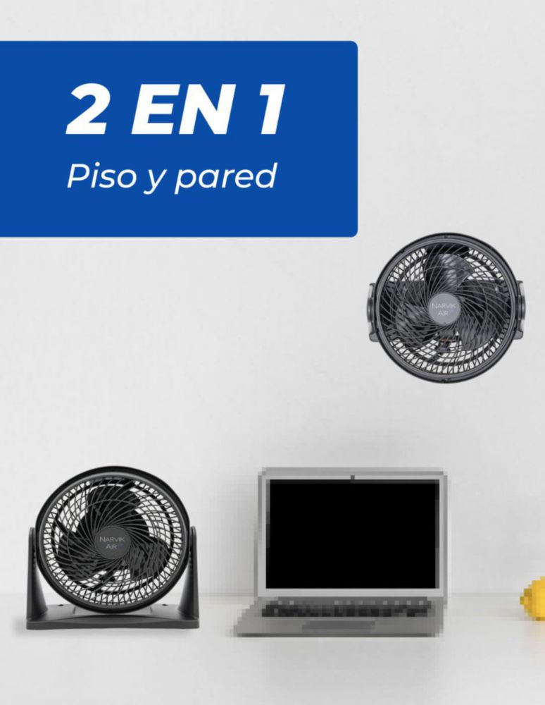Narvik Ventilador de 9" 2 en 1: Piso y Pared 33W Silencioso con Aspas Plásticas, Modelo NA2009