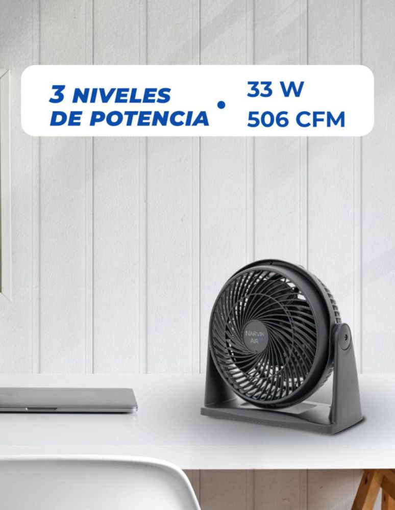 Narvik Ventilador de 9" 2 en 1: Piso y Pared 33W Silencioso con Aspas Plásticas, Modelo NA2009