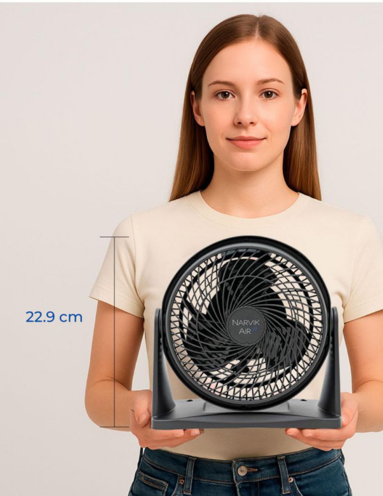 Narvik Ventilador de 9" 2 en 1: Piso y Pared 33W Silencioso con Aspas Plásticas, Modelo NA2009