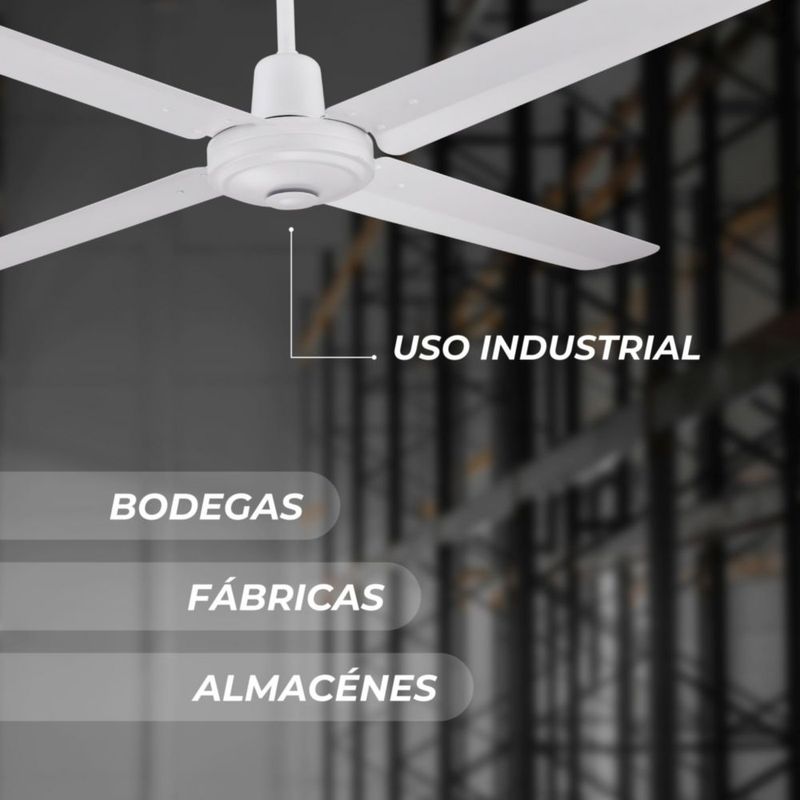 Narvik Ventilador de Techo de 56" Con 4 Aspas de Aluminio con Control de Pared Industrial NA-C56MW