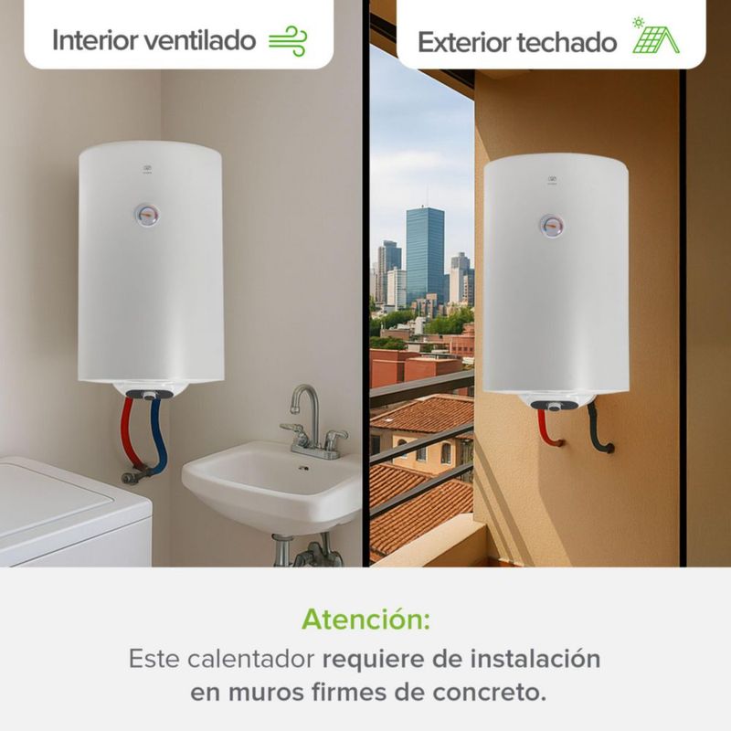Boiler de depósito 50 Litros Calentador de agua eléctrico 1.5 Servicios Hasta 75°C 127V Avera C50LE