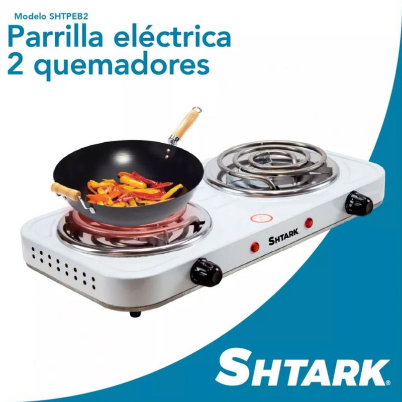 Parrilla Eléctrica Dos Quemadores Doble Termostato Estufa