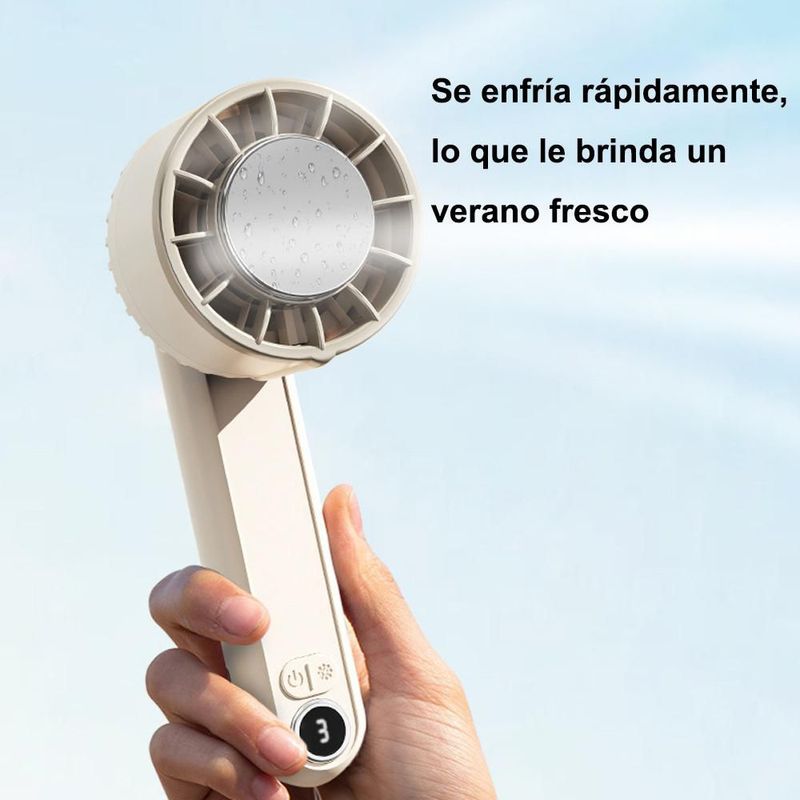 Ventilador Plegable Mini Recargable USB,Color Beige,Abanico Portátil de Mano y Escritorio, 3 Velocidades, Silencioso y Ligero para Viajes.HOGAWAY