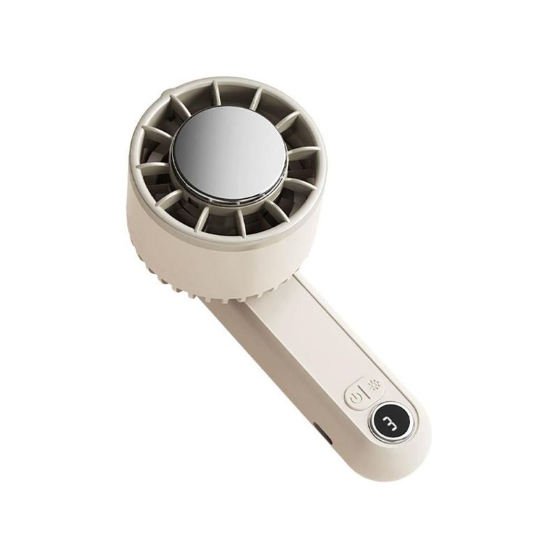 Ventilador Plegable Mini Recargable USB,Color Beige,Abanico Portátil de Mano y Escritorio, 3 Velocidades, Silencioso y Ligero para Viajes.HOGAWAY