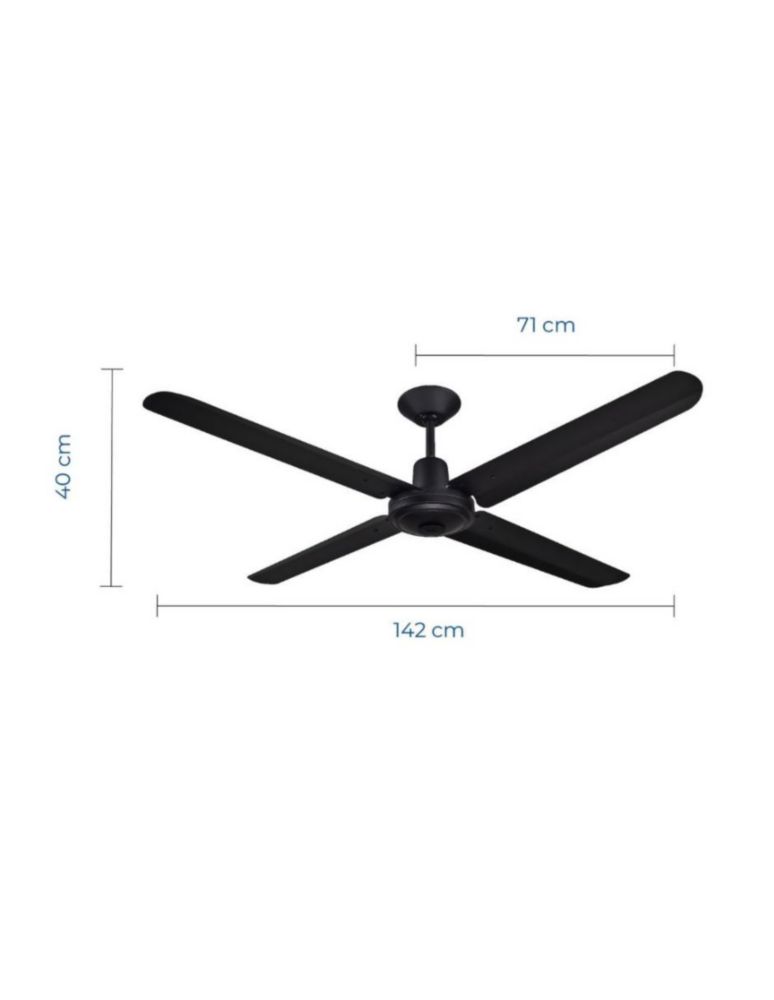 Narvik Ventilador de Techo de 56" Con 4 Aspas de Aluminio con Control de Pared Industrial NA-C56MB