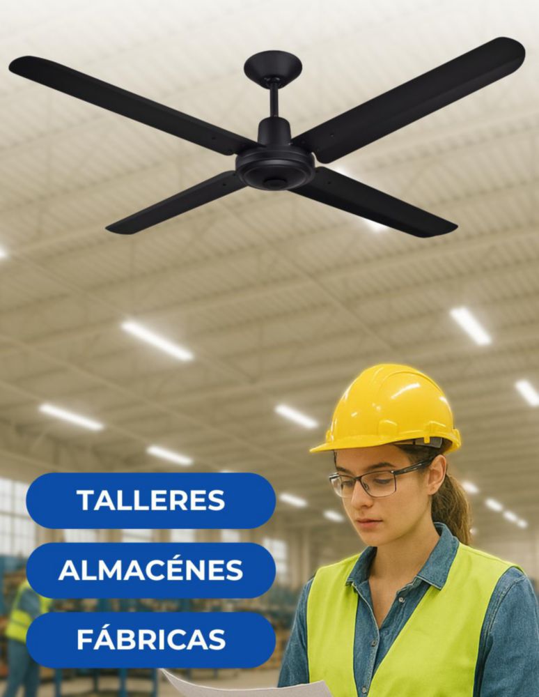 Narvik Ventilador de Techo de 56" Con 4 Aspas de Aluminio con Control de Pared Industrial NA-C56MB