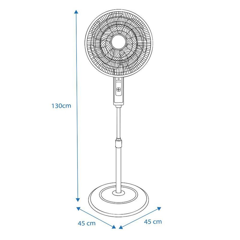 Ventilador de pedestal 16 pulgadas Dace con control remoto 7 aspas VPMX1601NR