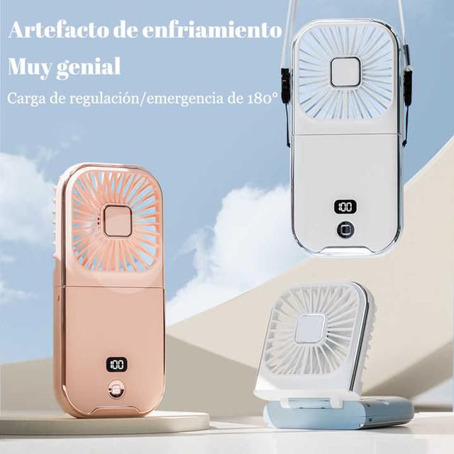 Ventilador pequeño de mano, portátil, portátil, pequeño mini recargable, silencioso, oficina, dormitorio, soporte de cuello halter.HOGAWAY