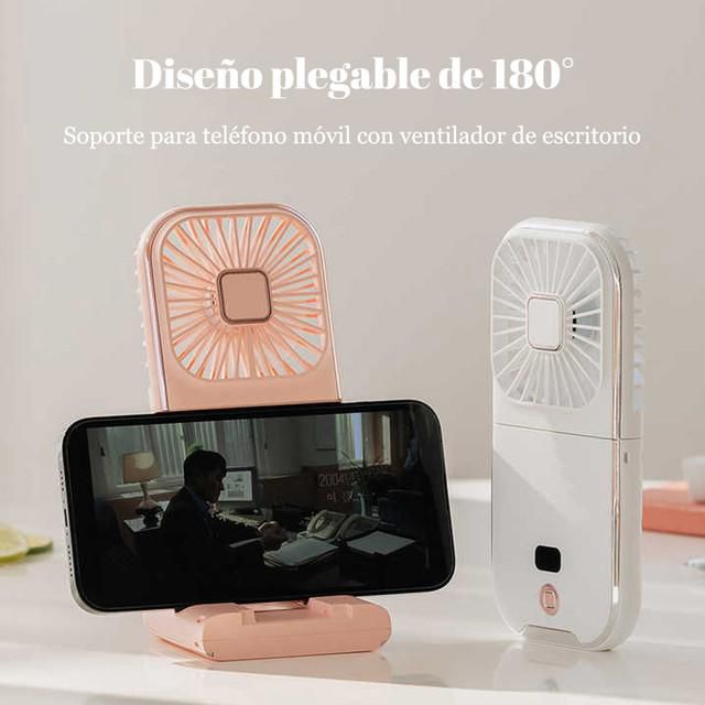 Ventilador pequeño de mano, portátil, portátil, pequeño mini recargable, silencioso, oficina, dormitorio, soporte de cuello halter.HOGAWAY