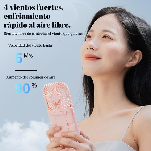 Ventilador pequeño de mano, portátil, portátil, pequeño mini recargable, silencioso, oficina, dormitorio, soporte de cuello halter.HOGAWAY
