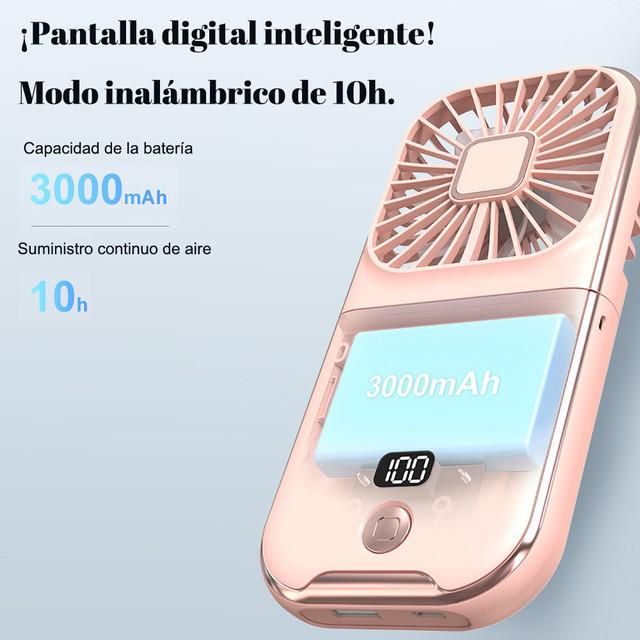 Ventilador pequeño de mano, portátil, portátil, pequeño mini recargable, silencioso, oficina, dormitorio, soporte de cuello halter.HOGAWAY