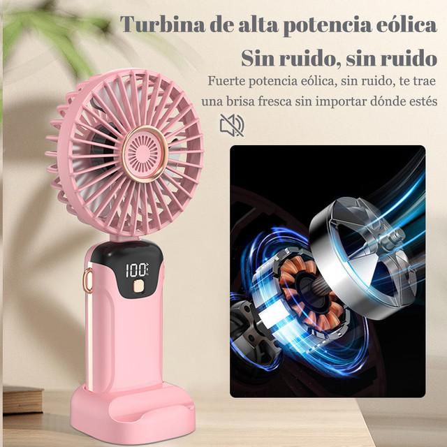 Ventilador pequeño de mano, portátil, portátil, pequeño mini recargable, silencioso, oficina, dormitorio, soporte de cuello halter.HOGAWAY