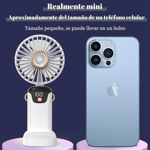 Ventilador pequeño de mano, portátil, portátil, pequeño mini recargable, silencioso, oficina, dormitorio, soporte de cuello halter.HOGAWAY
