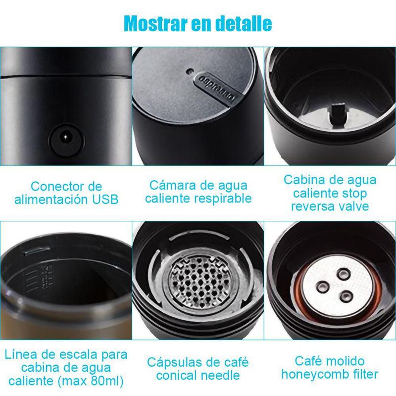 Cafetera Automática Portátil Inalámbrica para el Hogar,Máquina Eléctrica Todo en Uno con Batería Recargable.HOGAWAY