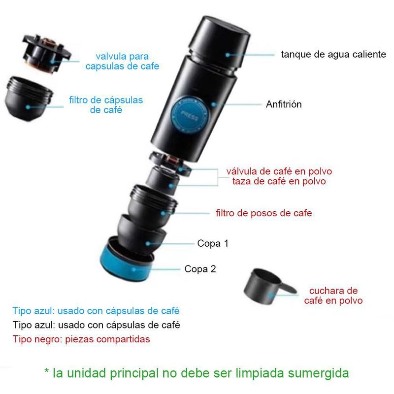 Cafetera Automática Portátil Inalámbrica para el Hogar,Máquina Eléctrica Todo en Uno con Batería Recargable.HOGAWAY