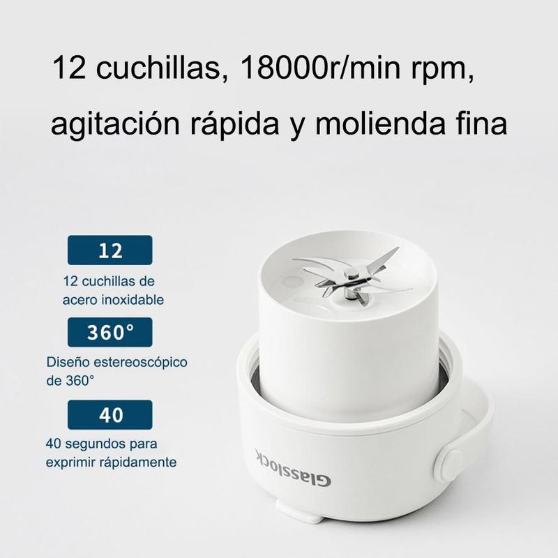Vaso de batidora portátil, exprimidor de frutas eléctrico USB, mezclador de zumo recargable, HOGAWAY