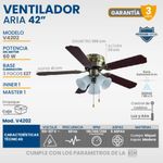 Kit ventilador funcional café 3 velocidades 5 aspas 2 placas apagador linea inox 3 modulos orford y 3 focos inteligentes led de regalo
