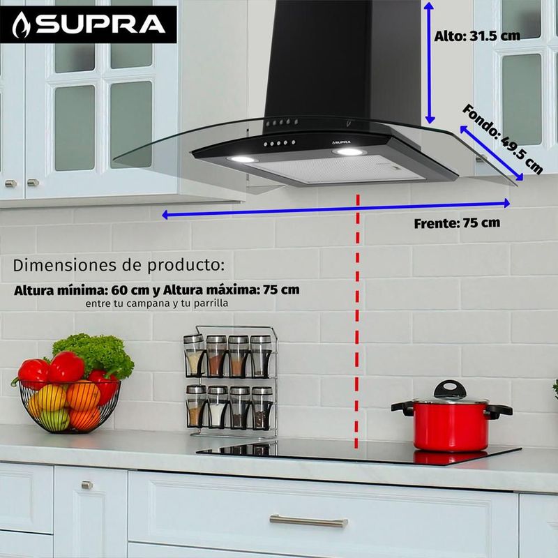 Combo ROTWAND parrilla BRIONI de 76cm y Campana de 76cm CC-76 BLACK
