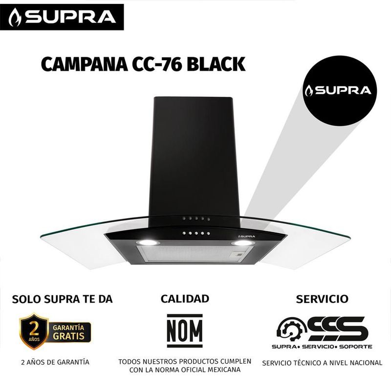 Combo ROTWAND parrilla BRIONI de 76cm y Campana de 76cm CC-76 BLACK