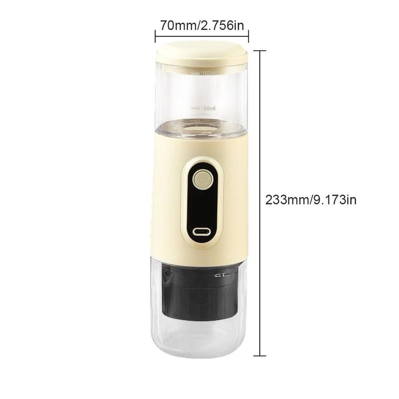 Cafetera Portátil Inalámbrica Tipo Espresso con Carga TYPE-C.Máquina de Café Compacta ,5W, Diseño en Color Beige