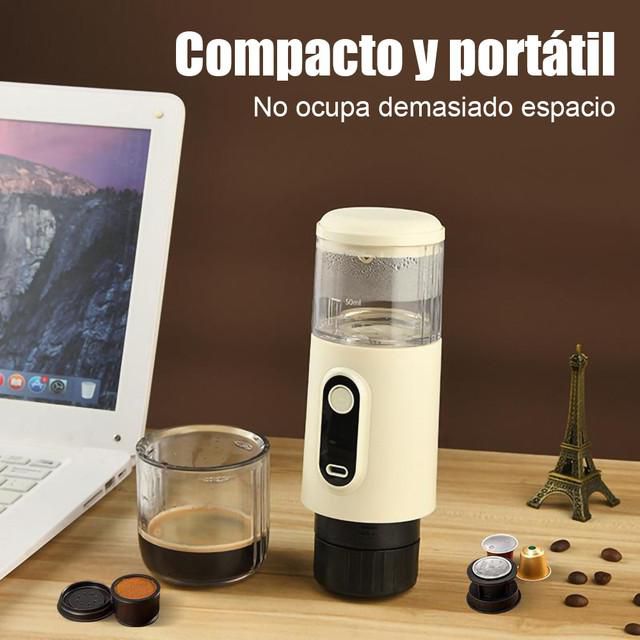 Cafetera Portátil Inalámbrica Tipo Espresso con Carga TYPE-C.Máquina de Café Compacta ,5W, Diseño en Color Beige