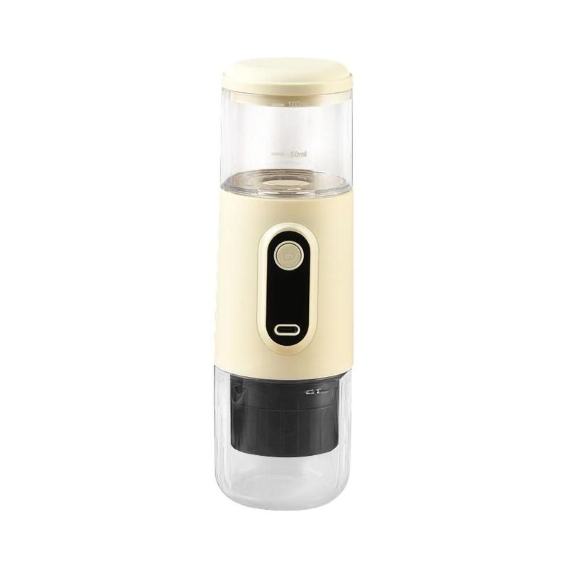 Cafetera Portátil Inalámbrica Tipo Espresso con Carga TYPE-C.Máquina de Café Compacta ,5W, Diseño en Color Beige