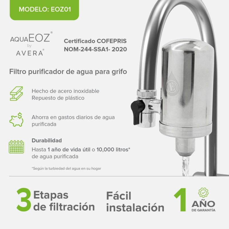 Filtro Purificador de agua para grifo AVERA EOZ01