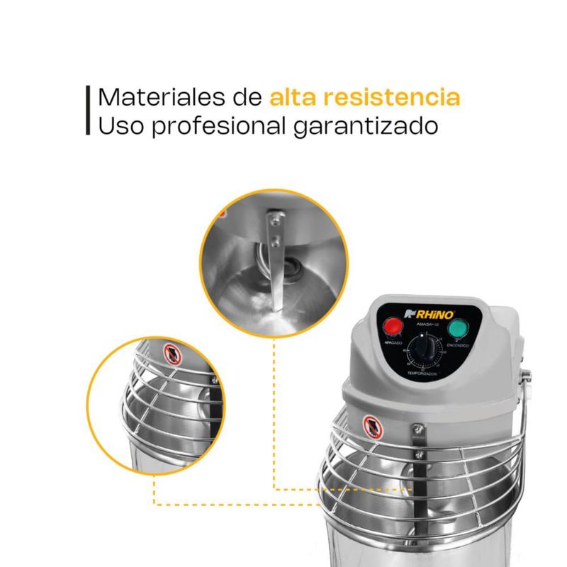 Amasadora Industrial RHINO AMASA-10 10 L Acero Inoxidable 4 kg