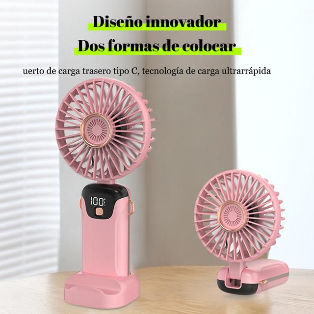 Ventilador pequeño de mano, portátil, portátil, pequeño mini recargable, silencioso, oficina, dormitorio, soporte de cuello halter.HOGAWAY