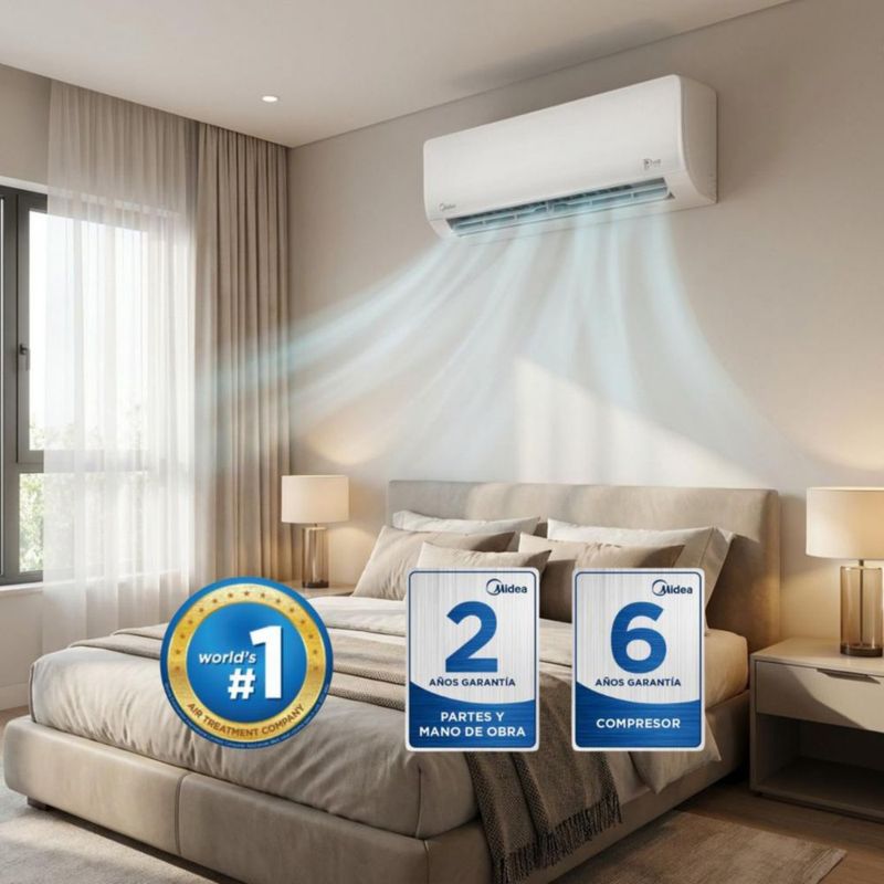 Minisplit Midea Care+ (1 ton, 110V, Frío y Calor).