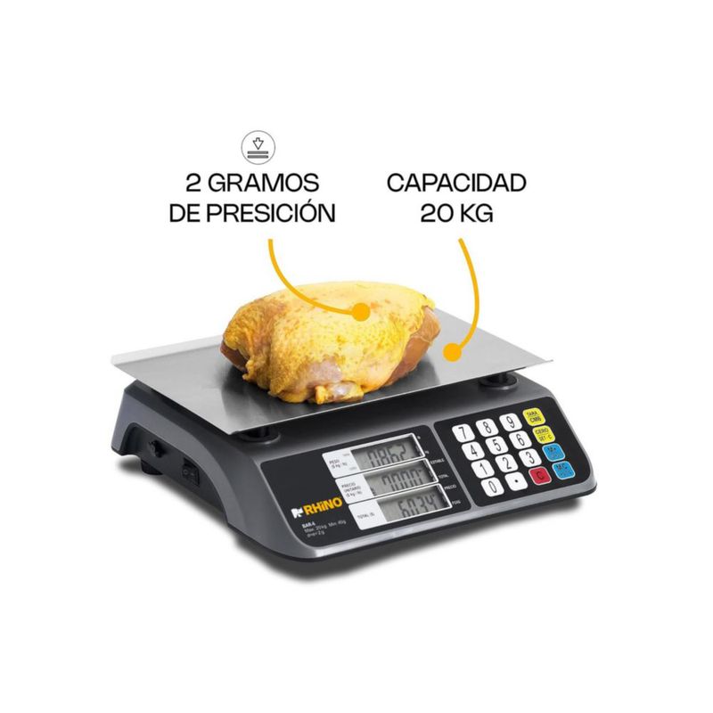 Báscula Electrónica Rhino BAR-6 20 kg | Acero Inoxidable