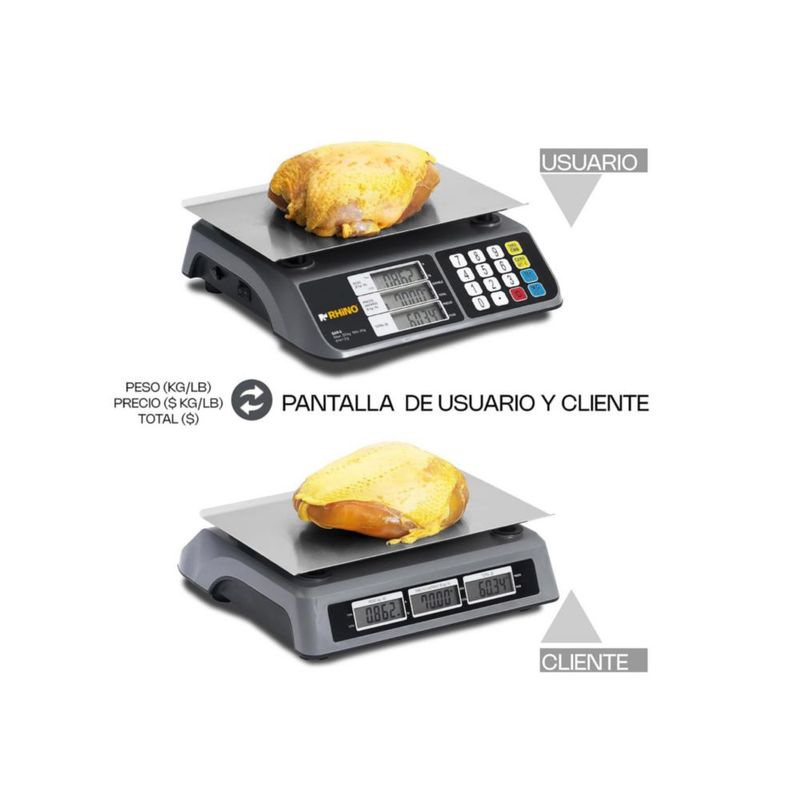 Báscula Electrónica Rhino BAR-6 20 kg | Acero Inoxidable