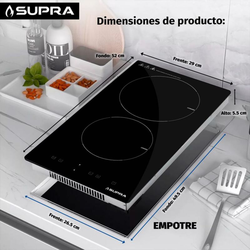 Parrilla de Vitrocerámica de 2 Quemadores VITRO2
