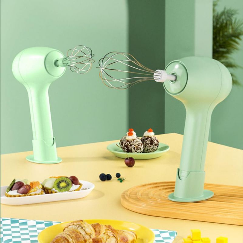 Batidora de Mano 3 Velocidades, Mezclador de Cocina Vertical con 2 Varillas Acero Inoxidable Portatil Ligero, Carga USB, Función