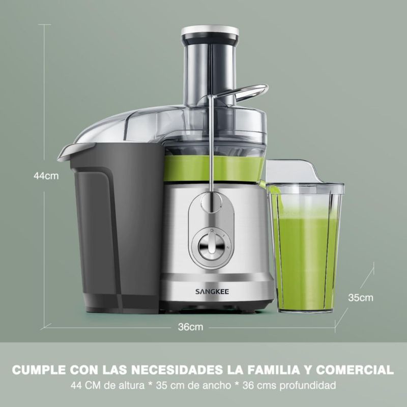 SANGKEE Extractor de Jugos, Exprimidor Centrífugo para Frutas y Verduras, Tubo de Alimentación de 8cm, Exprimidores Eléctricos D