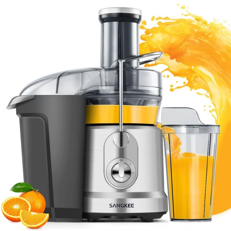 SANGKEE Extractor de Jugos, Exprimidor Centrífugo para Frutas y Verduras, Tubo de Alimentación de 8cm, Exprimidores Eléctricos D