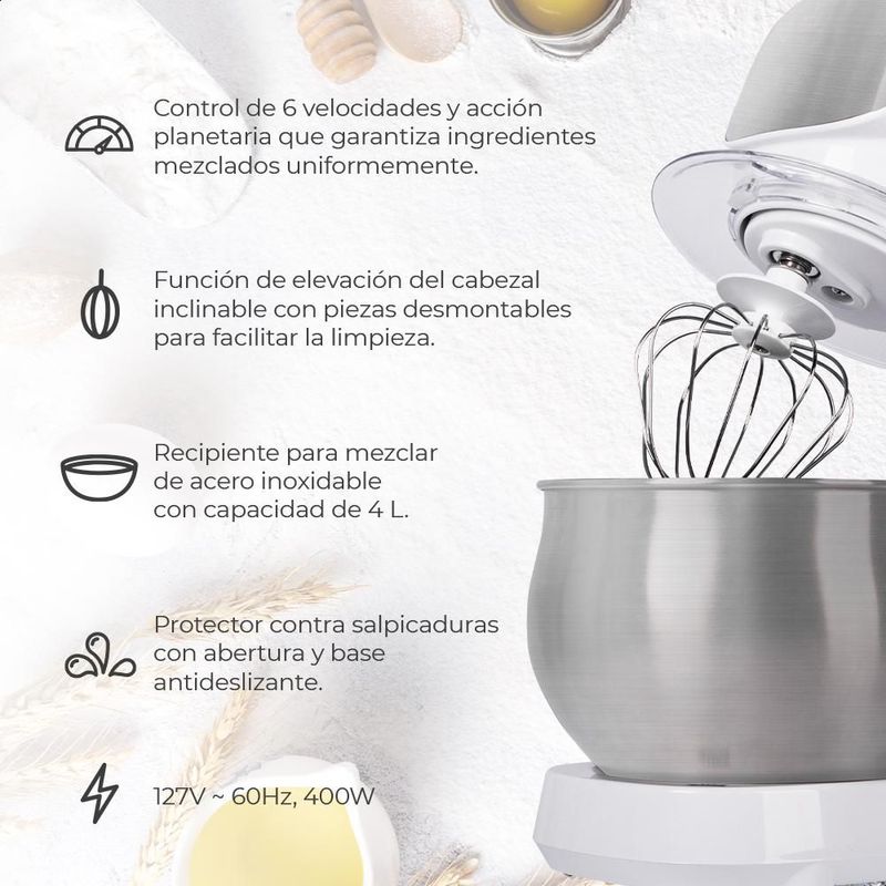 Batidora de pedestal Daewoo con 6 velocidades de 4L