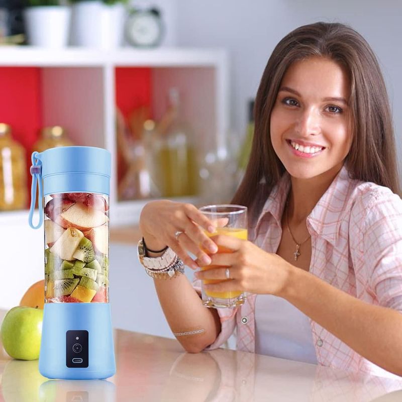 Licuadora Portatil Para Batidos y Smoothies, Mini vaso de Batidora Portátil Recargable USB Pequeña Batidora Batidos Viaje 380ml