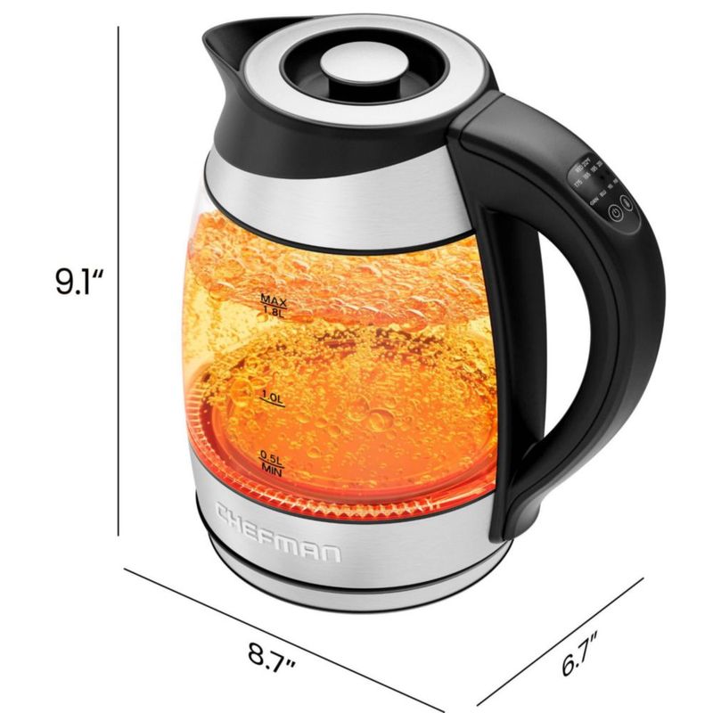 Chefman Hervidor eléctrico con control de temperatura, infusor de té extraíble, 5 luces indicadoras LED preestablecidas, base gi