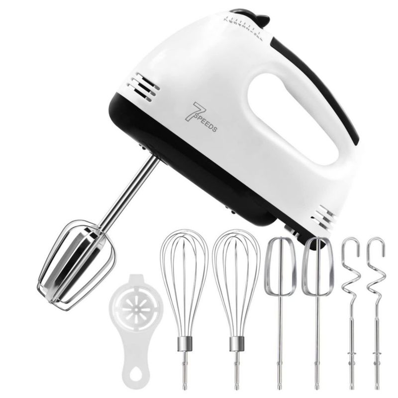 Batidora de Mano 7 Velocidades，Turbocharged Batidora de Mano, Mezclador de Cocina Incluye 4 Barras de Mezcla para Mezclar, 1 Sep