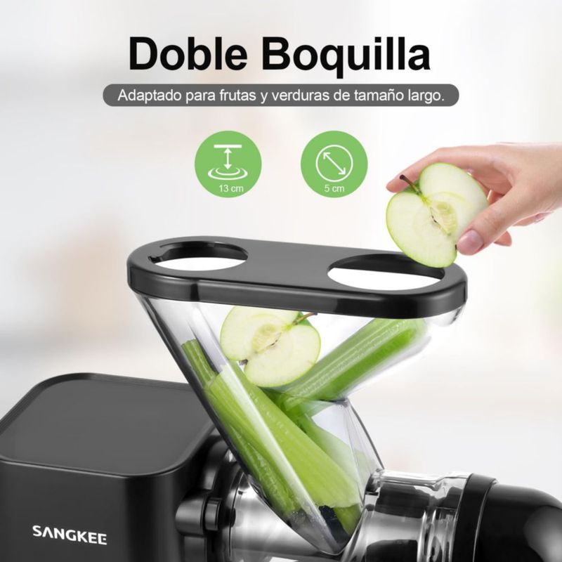 SANGKEE Extractor de Jugos, Exprimidor Multiusos Lento de Prensado en Frío para Frutas y Verduras cítricos, zanahorias y apio,co