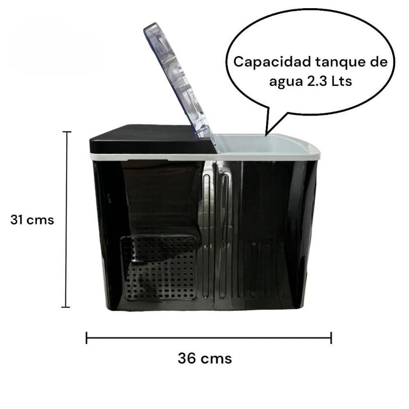 RIVARRO Máquina de Hielo, Fabrica 9 Cubos de Hielo cada 6-8 minutos, 14 Kg en 24 horas, 2 Tamaños de Hielo, con Cesta y Pala, Ac