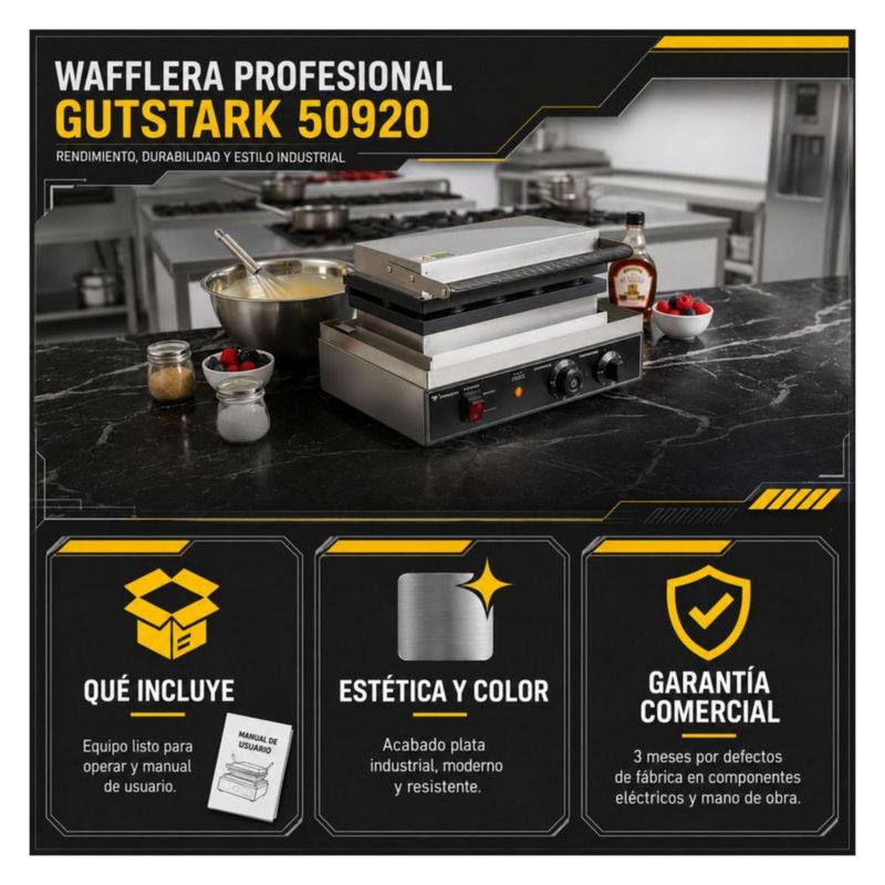 Wafflera Antiadherente Electrica Gutstark Moldes Figuras Divertida Exotica Comercial Negocio Cocina Rapida Profesional Resistente Produccion Continua