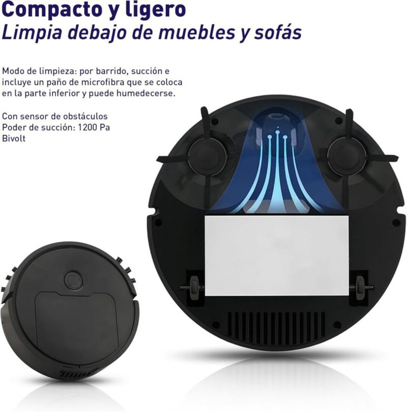 Robot Aspirador 3 en 1 Blulander , Barrer, Aspirar y Trapear, Robot Automática para Piso de Madera, Limpieza Inteligente con Batería de 4 Horas