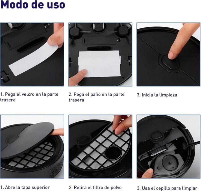 Robot Aspirador 3 en 1 Blulander , Barrer, Aspirar y Trapear, Robot Automática para Piso de Madera, Limpieza Inteligente con Batería de 4 Horas
