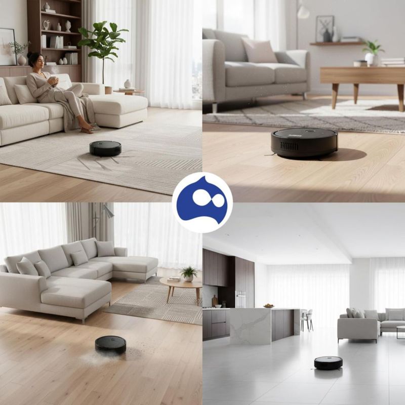 Robot Aspirador 3 en 1 Blulander , Barrer, Aspirar y Trapear, Robot Automática para Piso de Madera, Limpieza Inteligente con Batería de 4 Horas
